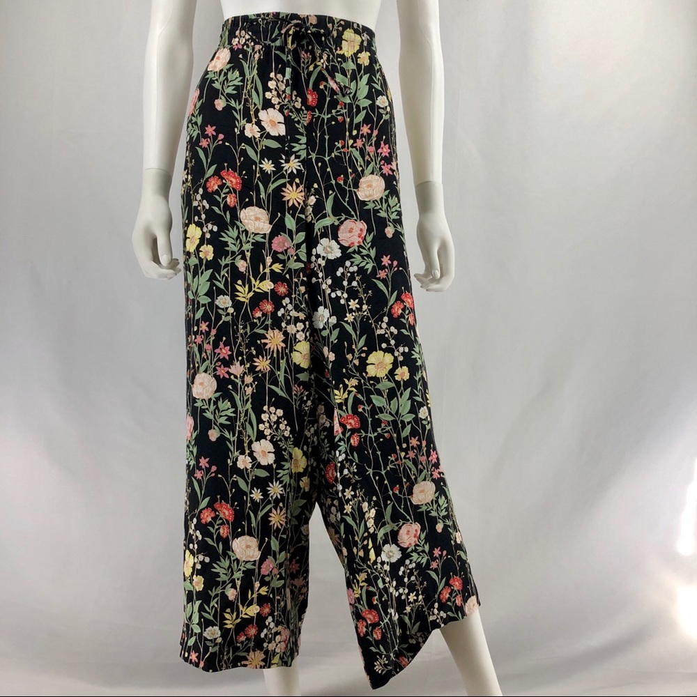 Loft Dark Floral Viscose Pants